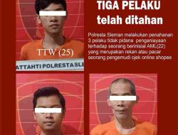 Tiga Pelaku Penganiayaan Pacar Driver ShopeeFood Resmi Ditahan Polresta Sleman