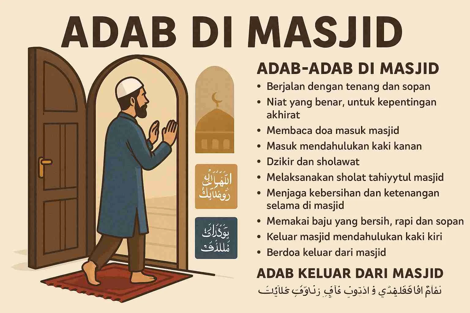 DOA KETIKA MASUK & KELUAR MASJID SERTA ADABNYA