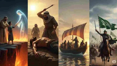 Kisah Khalid bin Sa’id bin Al-‘Ash r.a., sahabat Nabi ﷺ yang mendapat hidayah lewat mimpi neraka, menghadapi ujian keluarga, hijrah ke Habasyah, dan syahid di medan perang.