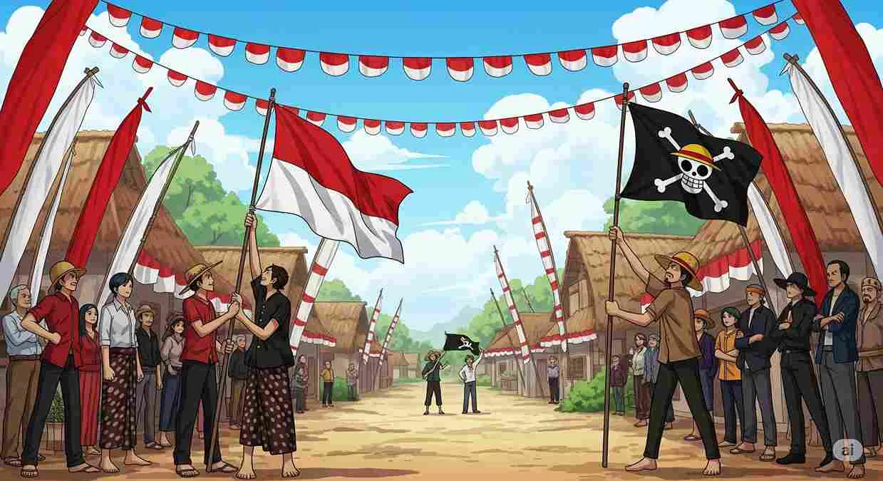 Warganet Pilih Kibarkan Bendera One Piece Daripada Merah Putih