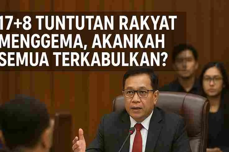 Wakil Ketua DPR menyampaikan pernyataan resmi terkait 17+8 tuntutan rakyat di ruang sidang parlemen.