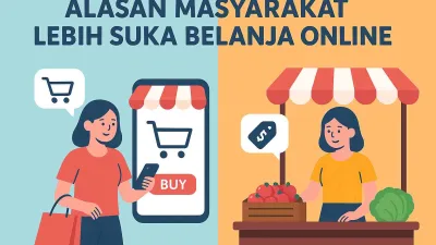 Ilustrasi belanja online lebih praktis dibanding belanja offline di pasar tradisional.