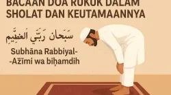 Ilustrasi muslim sedang rukuk dalam sholat dengan bacaan doa rukuk Subhana Rabbiyal Azimi wa bihamdih.