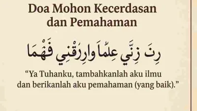Doa mohon kecerdasan dan pemahaman dalam bahasa Arab beserta terjemahan Indonesia.
