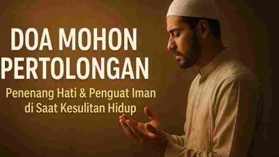 Ilustrasi seorang muslim berdoa dengan khusyuk, memohon pertolongan Allah SWT di saat kesulitan hidup.