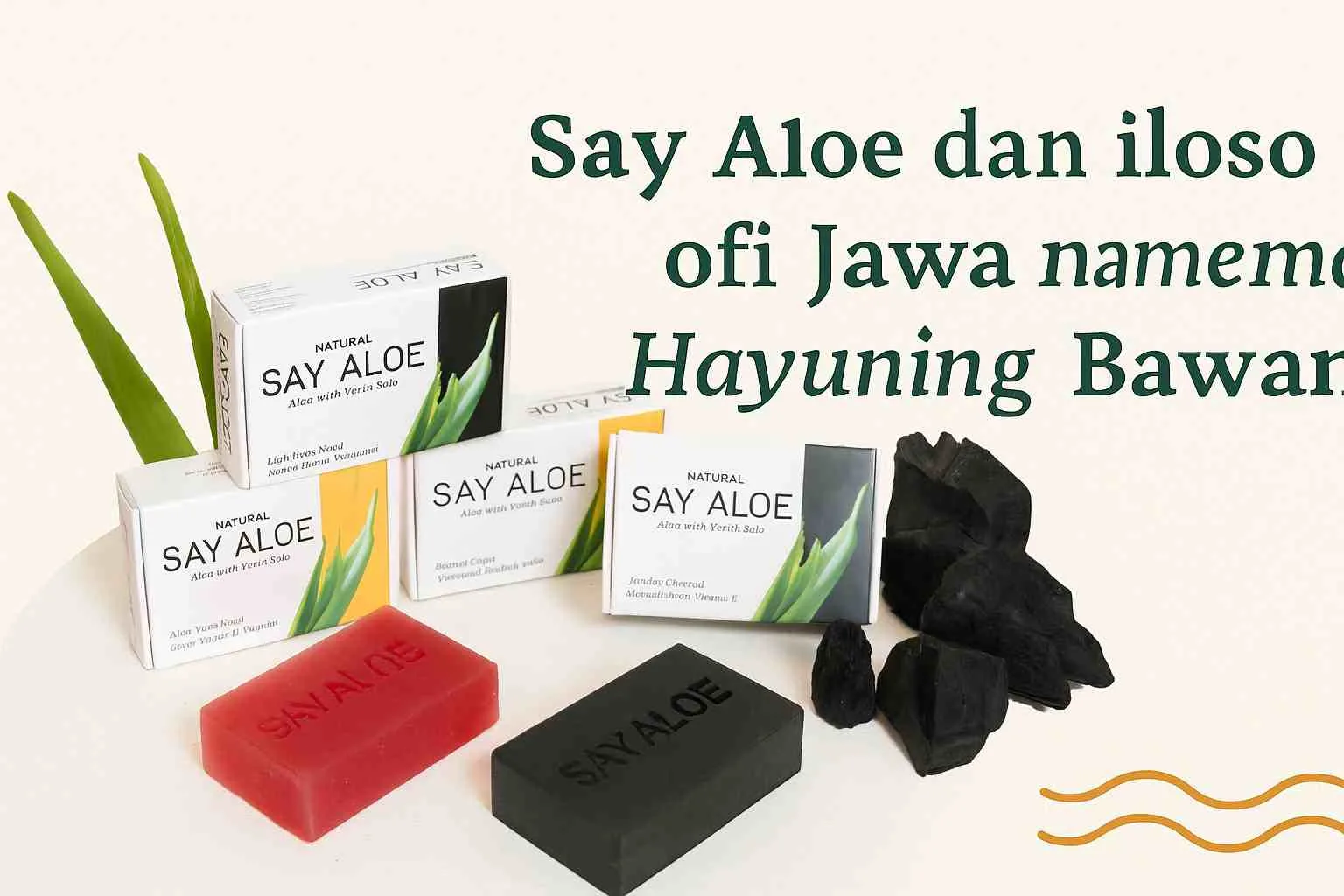 Foto produk Sabun Say Aloe varian Noni dan Charcoal dengan kemasan alami, mencerminkan filosofi Jawa Hamemayu Hayuning Bawana