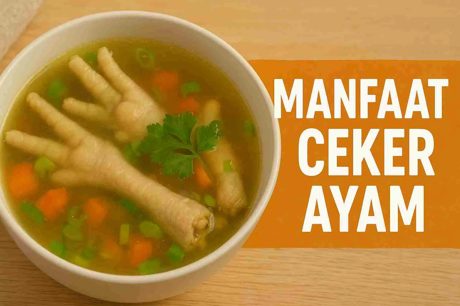 Semangkuk sup ceker ayam hangat kaya kolagen dan nutrisi untuk kesehatan kulit dan sendi