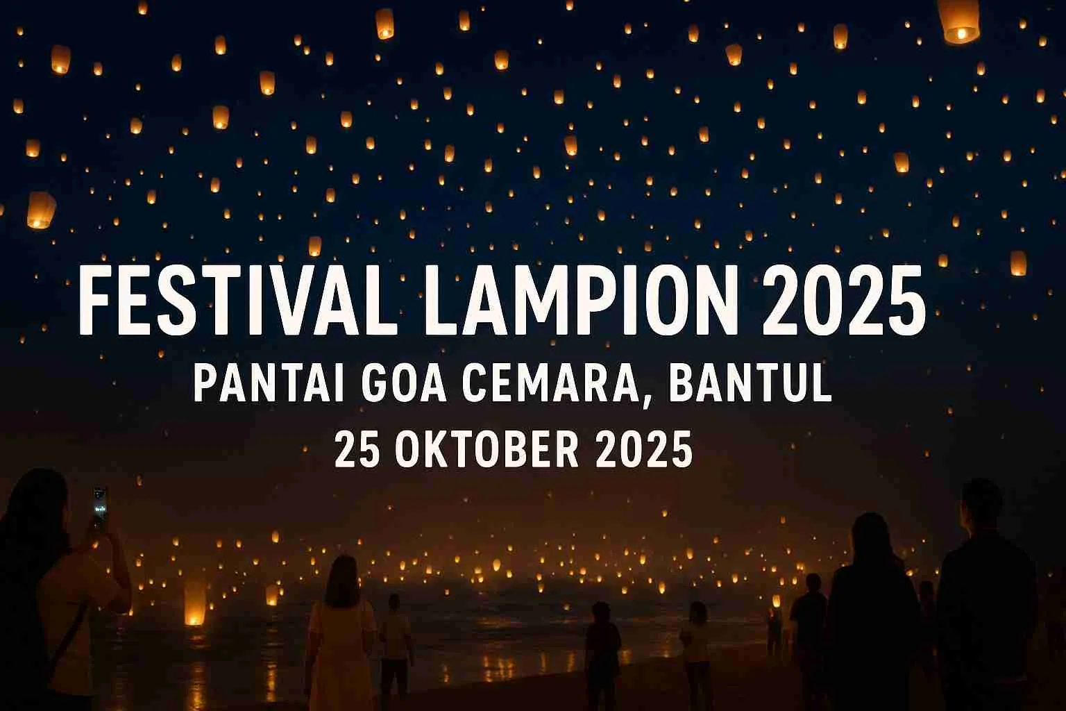 Festival Lampion 2025 di Pantai Goa Cemara Bantul dengan ribuan lampion terbang menerangi langit malam Yogyakarta.