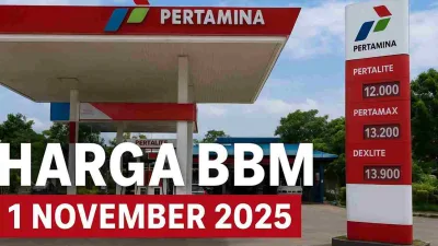 “SPBU Pertamina menampilkan daftar harga BBM terbaru per 1 November 2025, dengan papan harga bertuliskan Pertalite, Pertamax, dan Dexlite di Yogyakarta.”