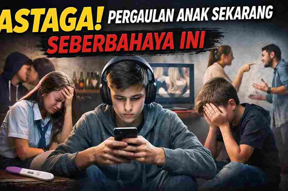 Ilustrasi pergaulan anak remaja yang berisiko, dampak gadget, konflik keluarga, dan tekanan emosional pada anak