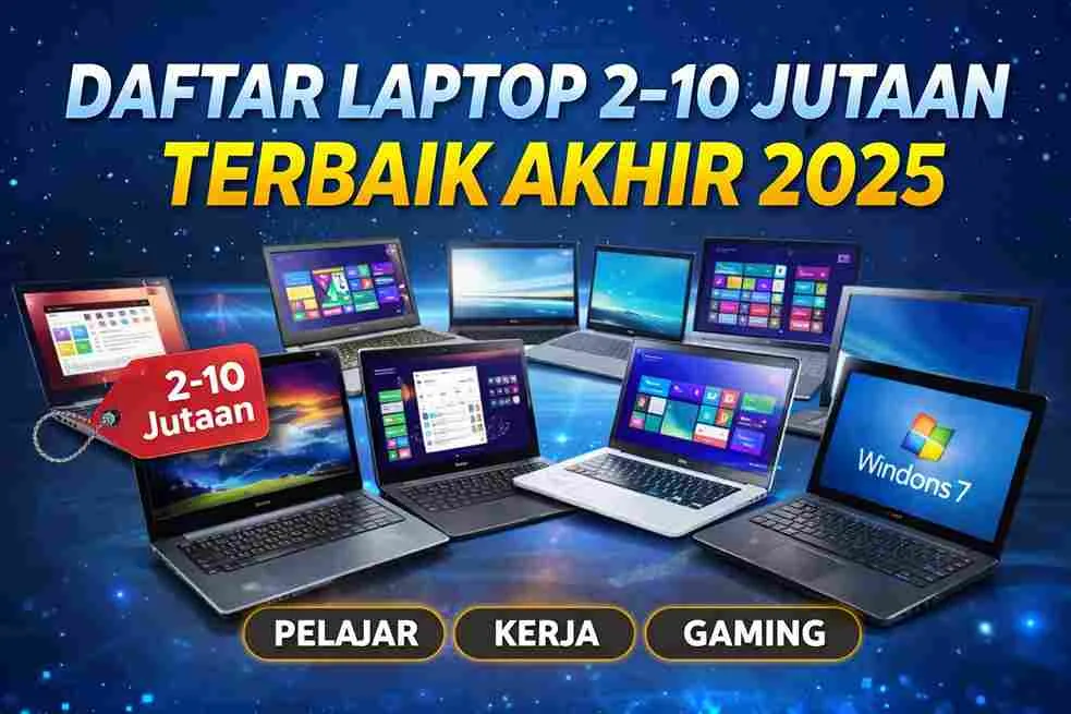 Thumbnail daftar laptop terbaik harga 2–10 jutaan akhir tahun 2025 untuk pelajar, kerja, dan gaming