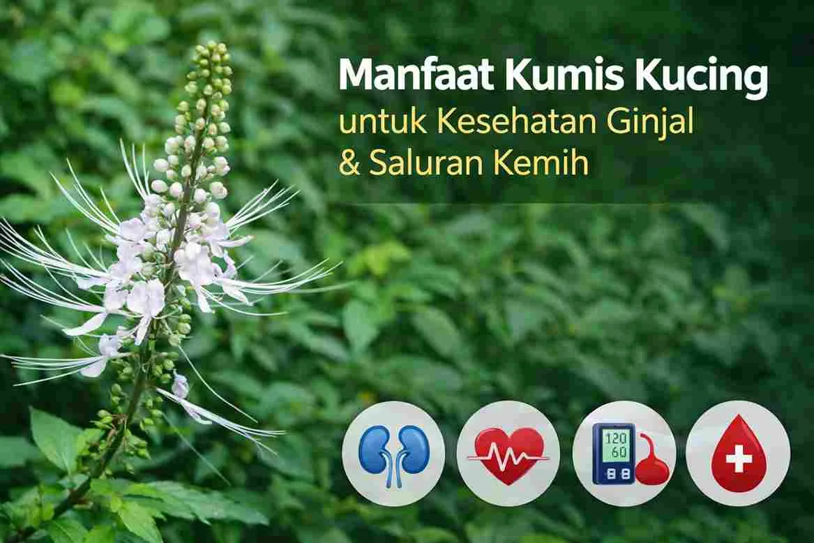 Tanaman kumis kucing (Orthosiphon stamineus) dengan bunga putih sebagai herbal alami untuk kesehatan ginjal dan saluran kemih