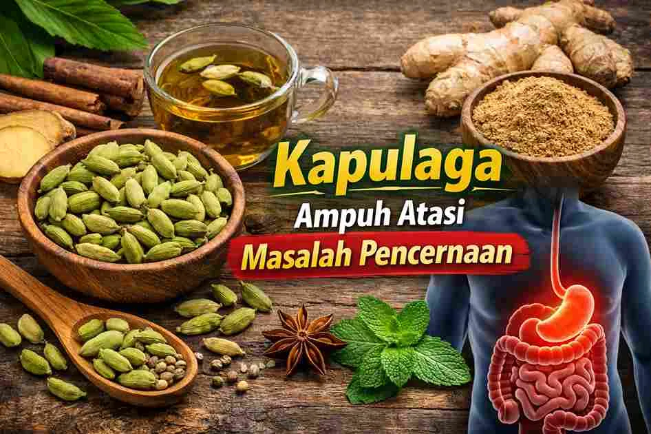 Biji kapulaga hijau dan teh herbal sebagai rempah alami untuk kesehatan pencernaan