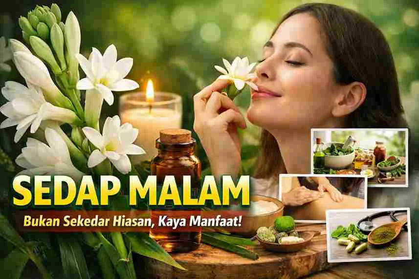 Bunga sedap malam dengan minyak esensial dan aromaterapi alami untuk kesehatan dan relaksasi.