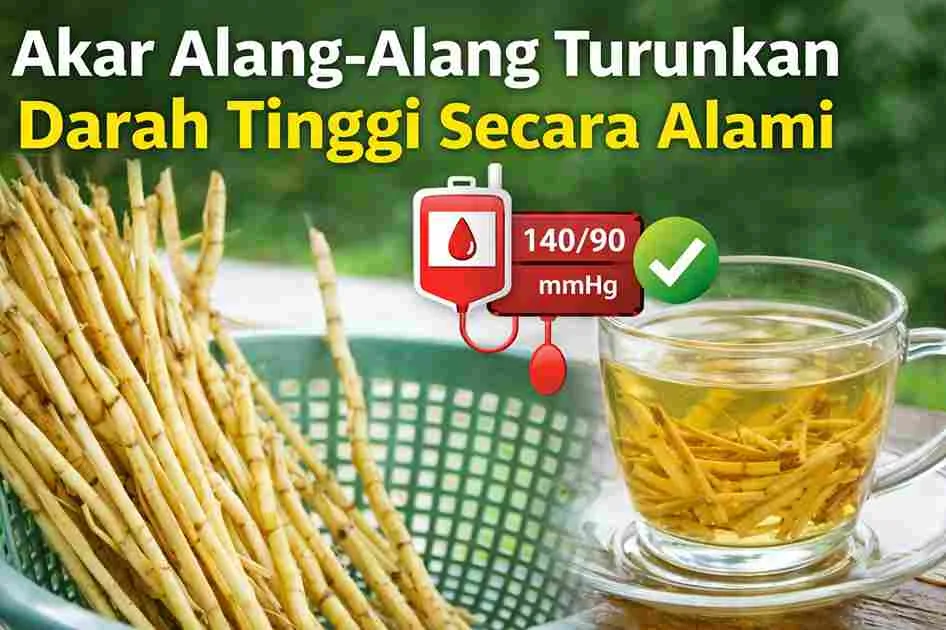 Akar alang-alang segar dan rebusannya sebagai herbal alami penurun tekanan darah tinggi