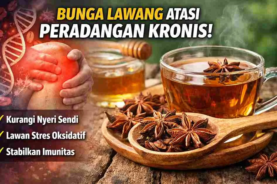 Teh bunga lawang dengan rempah utuh sebagai anti-inflamasi alami untuk membantu meredakan peradangan kronis dan nyeri sendi