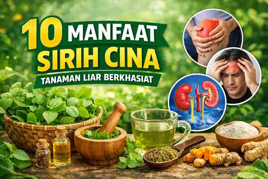 Tanaman sirih cina segar (Peperomia pellucida) dengan ramuan herbal alami untuk kesehatan tubuh
