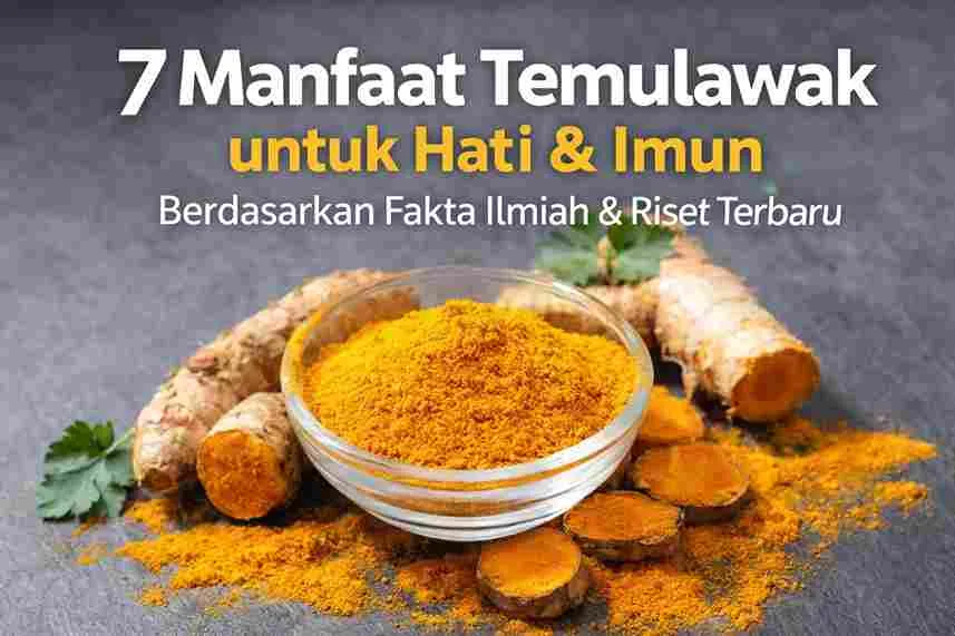 Thumbnail temulawak dengan bubuk temulawak dan rimpang segar yang menunjukkan manfaat temulawak untuk kesehatan hati dan sistem imun