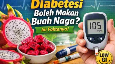 Buah naga merah dan putih dengan alat cek gula darah menunjukkan kadar glukosa, ilustrasi buah aman untuk penderita diabetes